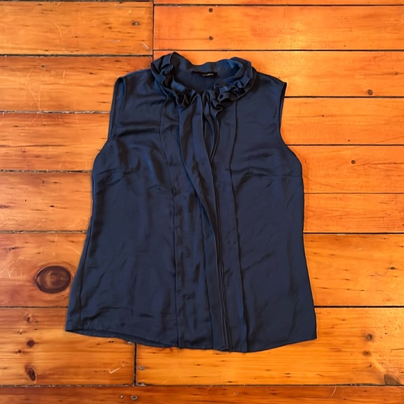 Blue sleeveless top with ruffles. Size medium. - Picture 1 of 4